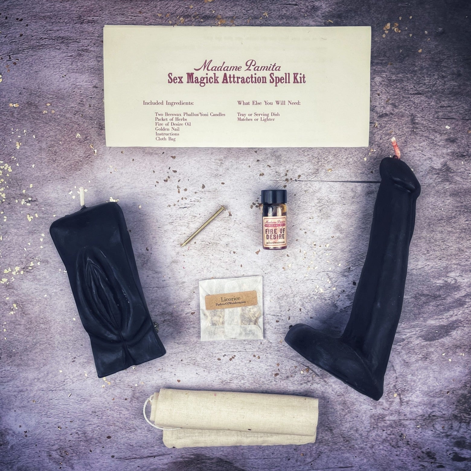 Sex Magick Candle Spell Kit - Yoni/Phallus - Passion & Attraction