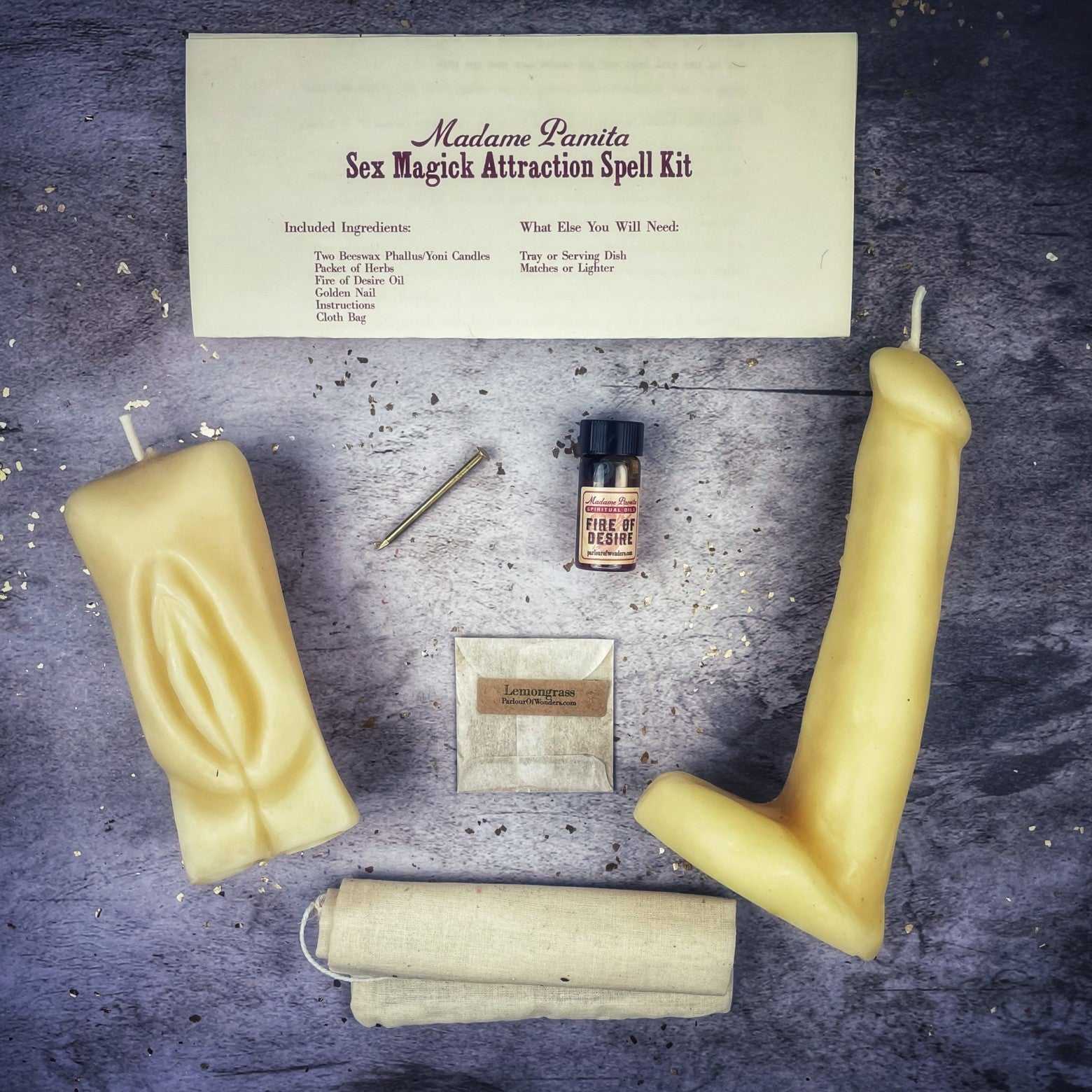 Sex Magick Candle Spell Kit - Yoni/Phallus - Passion & Attraction