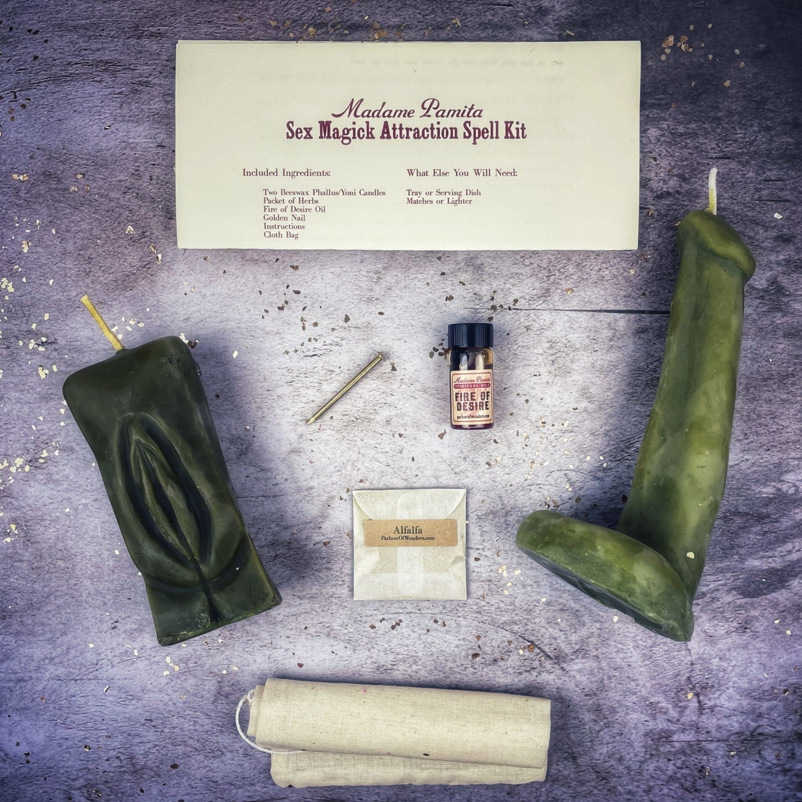Sex Magick Candle Spell Kit - Yoni/Phallus - Passion & Attraction