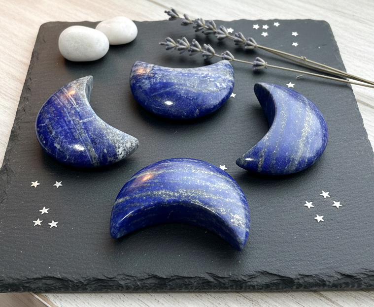 Lapis Lazuli Crescent Moon Carving