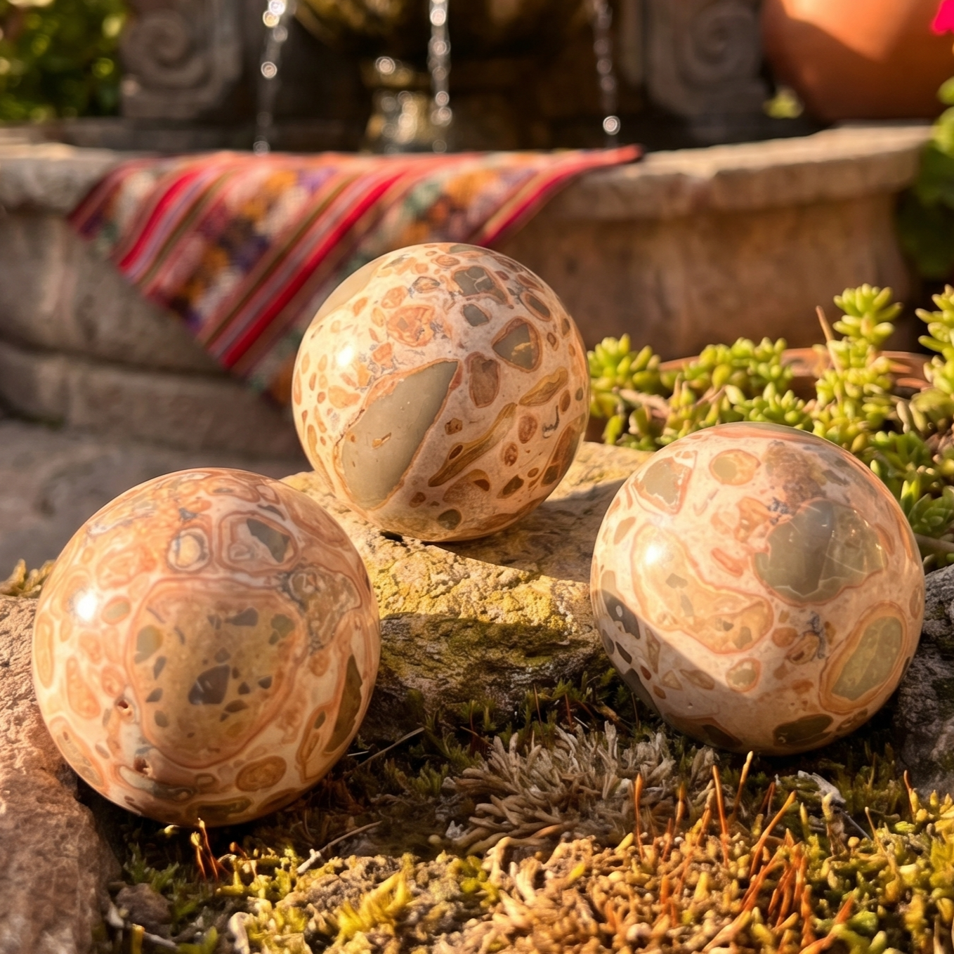 Leopardite Sphere Carving (1.5 Inch)(Leopard Skin Jasper)