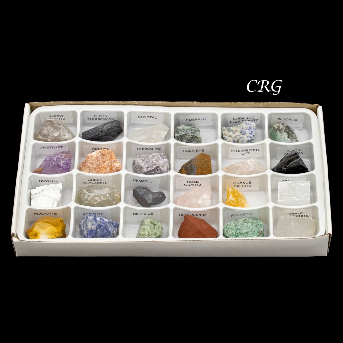 Brazilian Rough Mixed Minerals Flat 24 pc Flat w/ Labels
