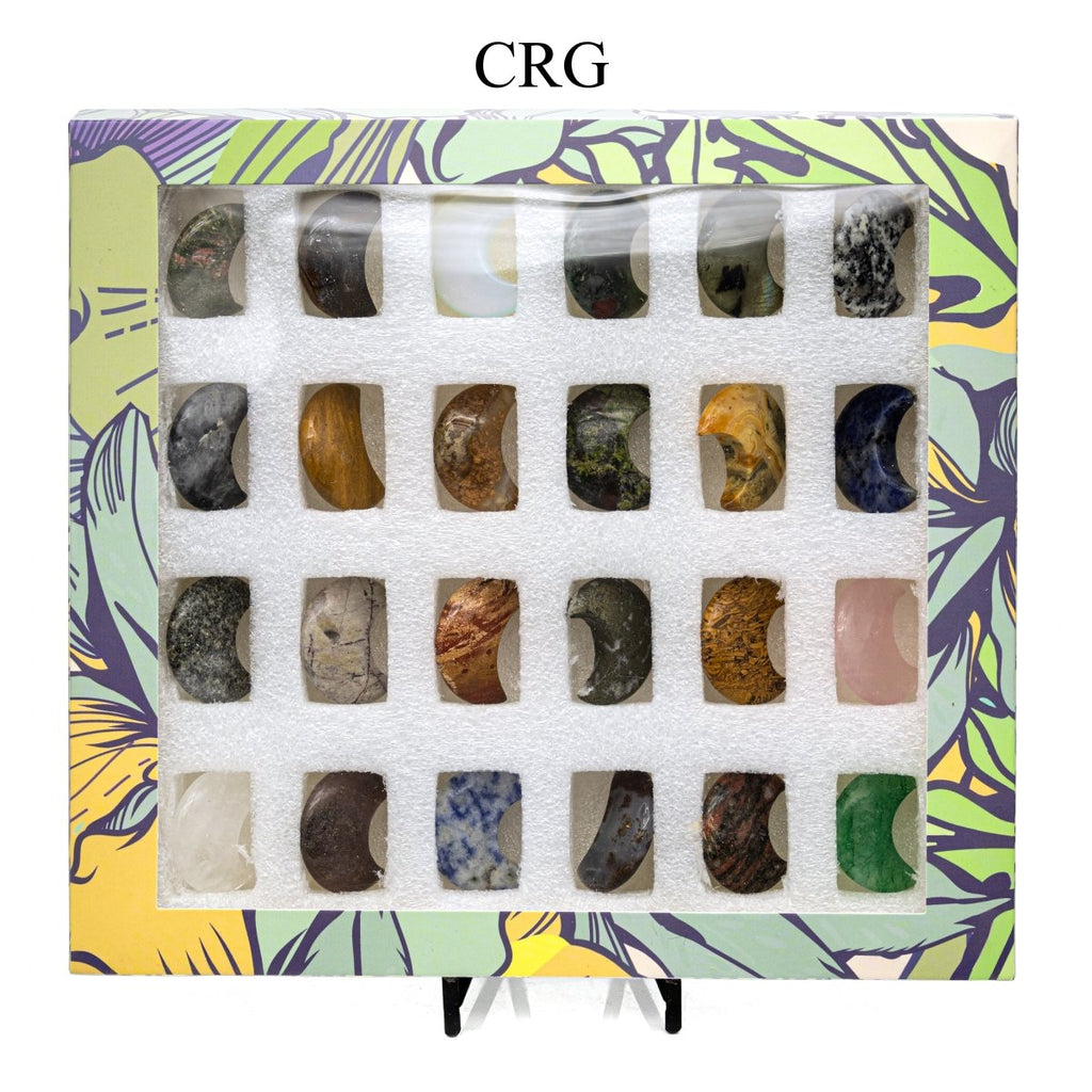 24 Piece Flat - Mixed Gemstone Moon Box Set / 1" AVG