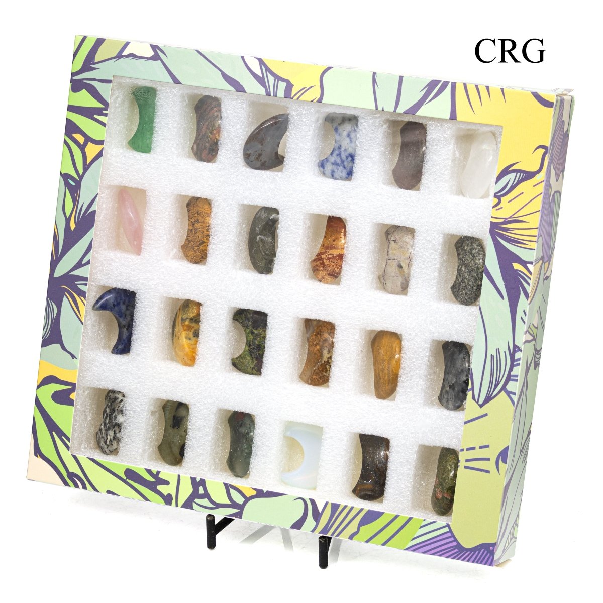 24 Piece Flat - Mixed Gemstone Moon Box Set / 1" AVG