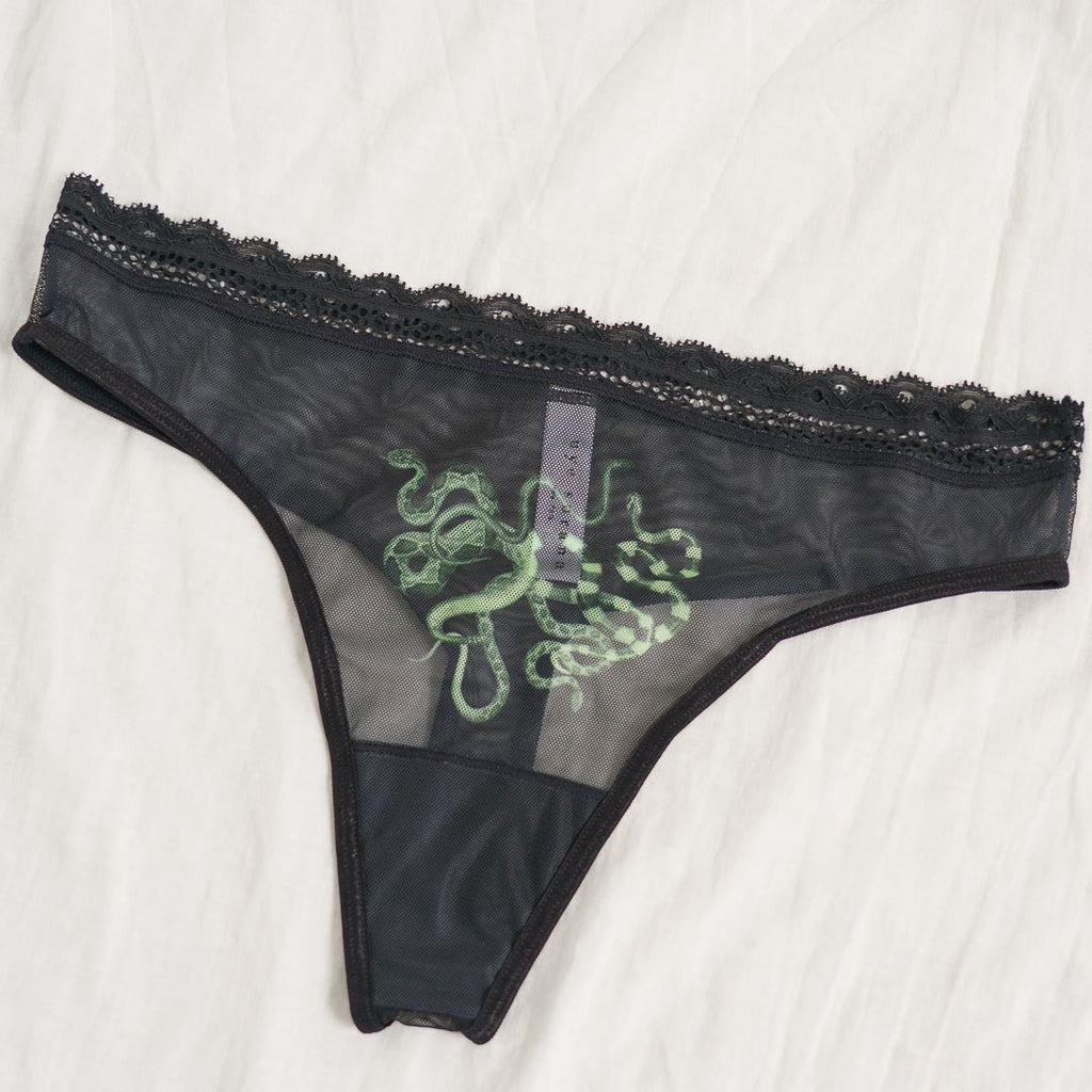 Obsidian Jade Snakes Thong