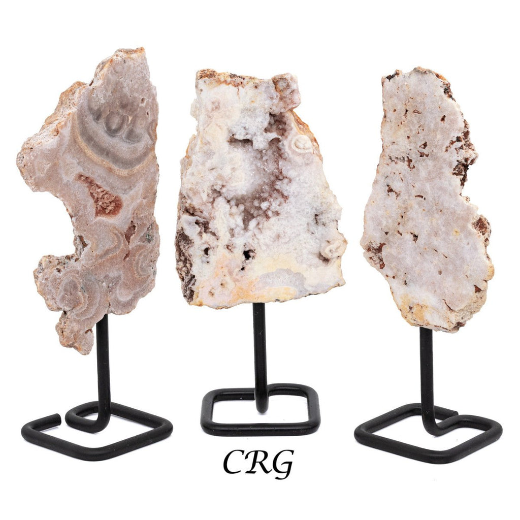 Pink Amethyst Slab with Removable Metal Base / 450-850g AVG - QTY 1