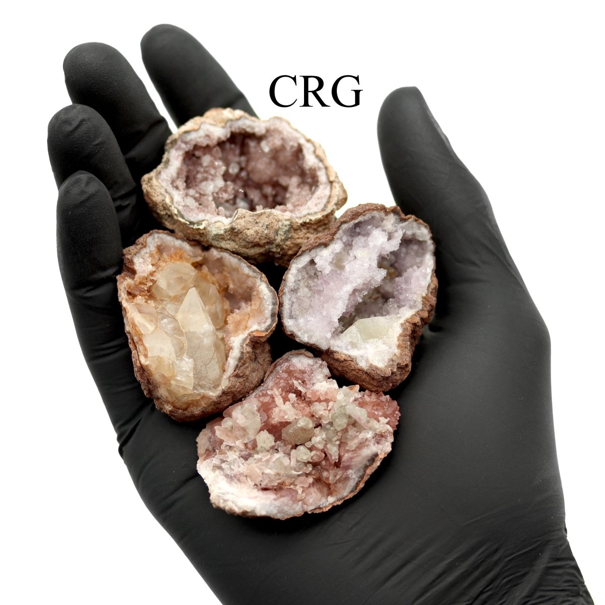 35 PIECE FLAT - Pink Amethyst Geodes with Calcite Inclusions / 1.5-3.5" AVG