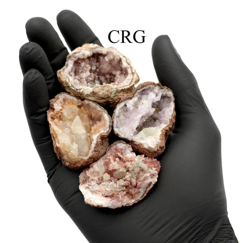 35 PIECE FLAT - Pink Amethyst Geodes with Calcite Inclusions / 1.5-3.5" AVG