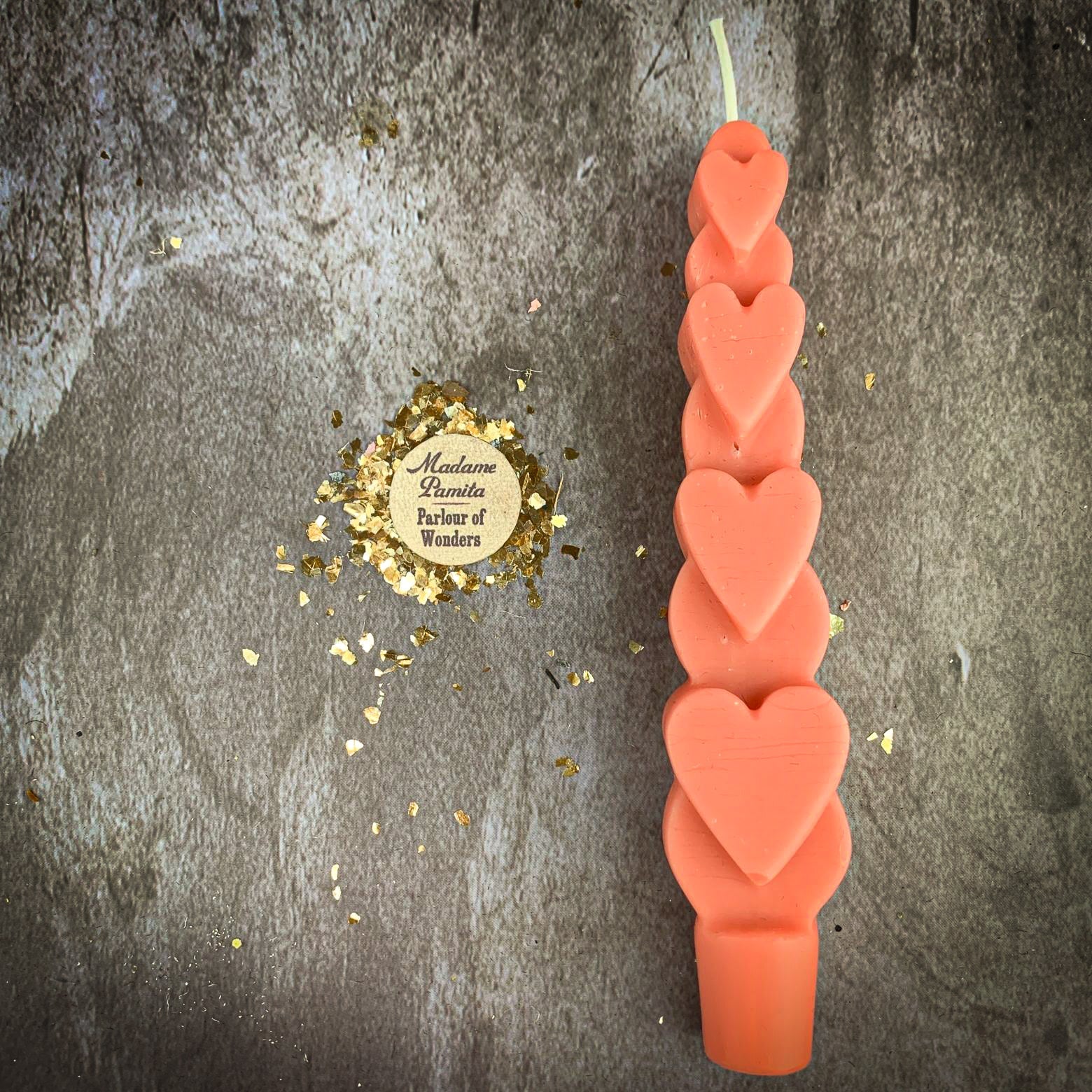 Beeswax Love Spell Heart Taper Candle - Romance & Attraction Magic