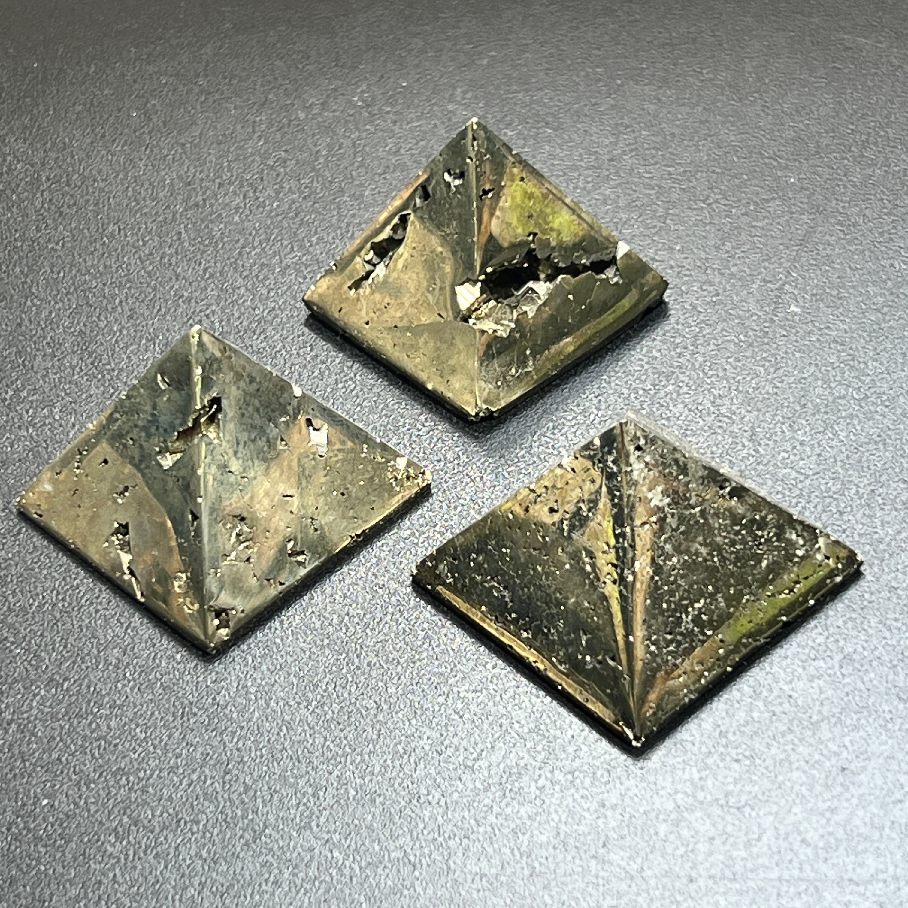 Iron Pyrite Pyramid Crystal Druzy Carving Polished Fools Gold