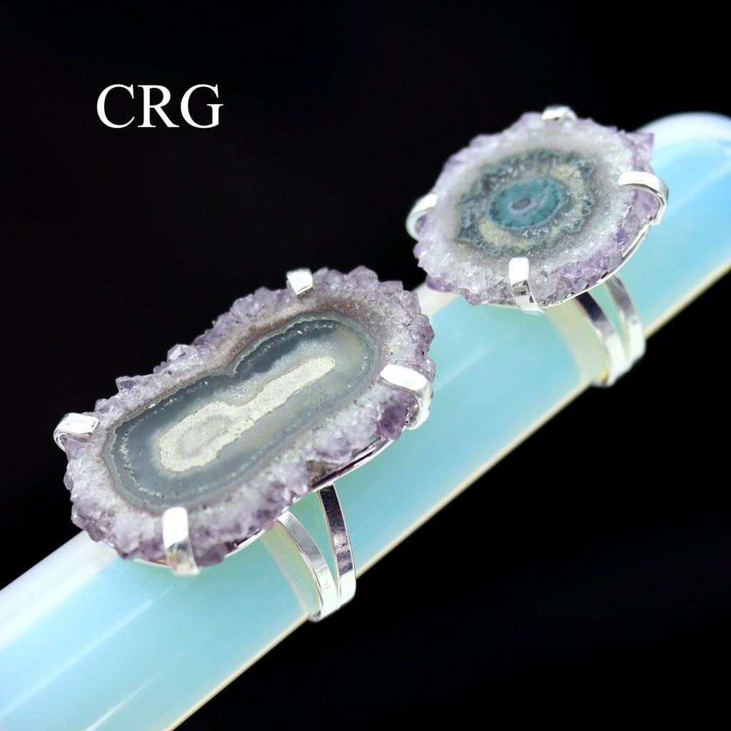 Amethyst Stalactite Adjustable Ring - Silver Plated - QTY 1