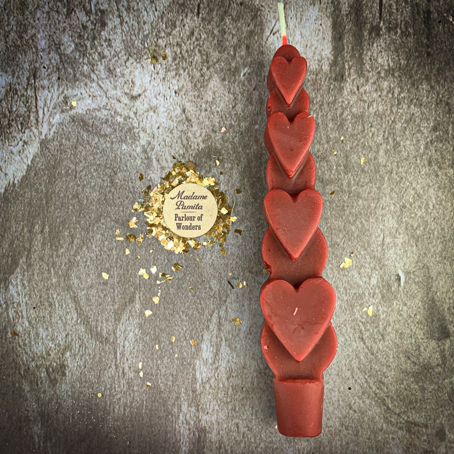 Beeswax Love Spell Heart Taper Candle - Romance & Attraction Magic