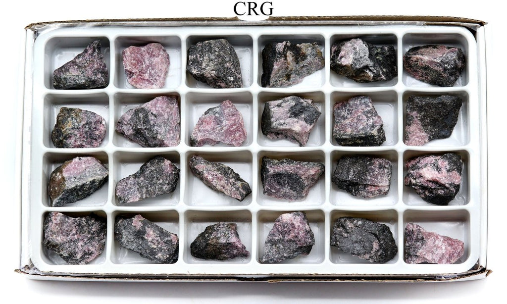 24 PIECES - Rough Rhodonite Wholesale Flat / 1-1.5" AVG