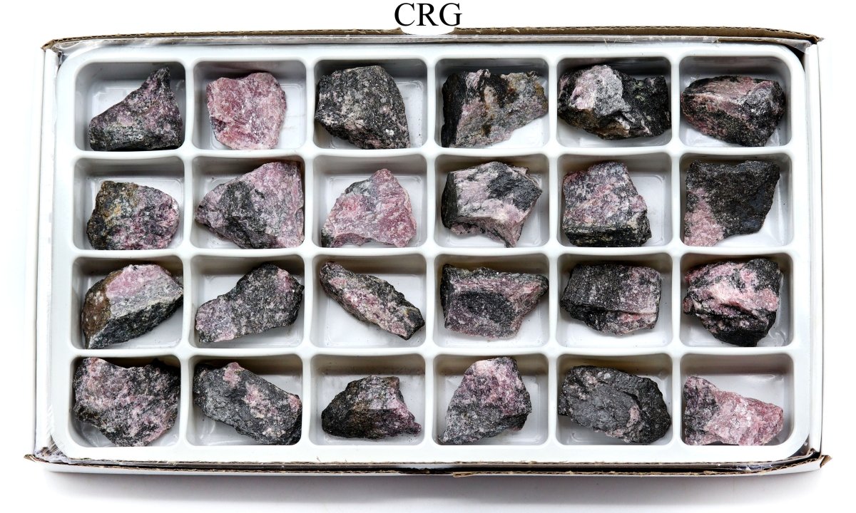 24 PIECES - Rough Rhodonite Wholesale Flat / 1-1.5" AVG