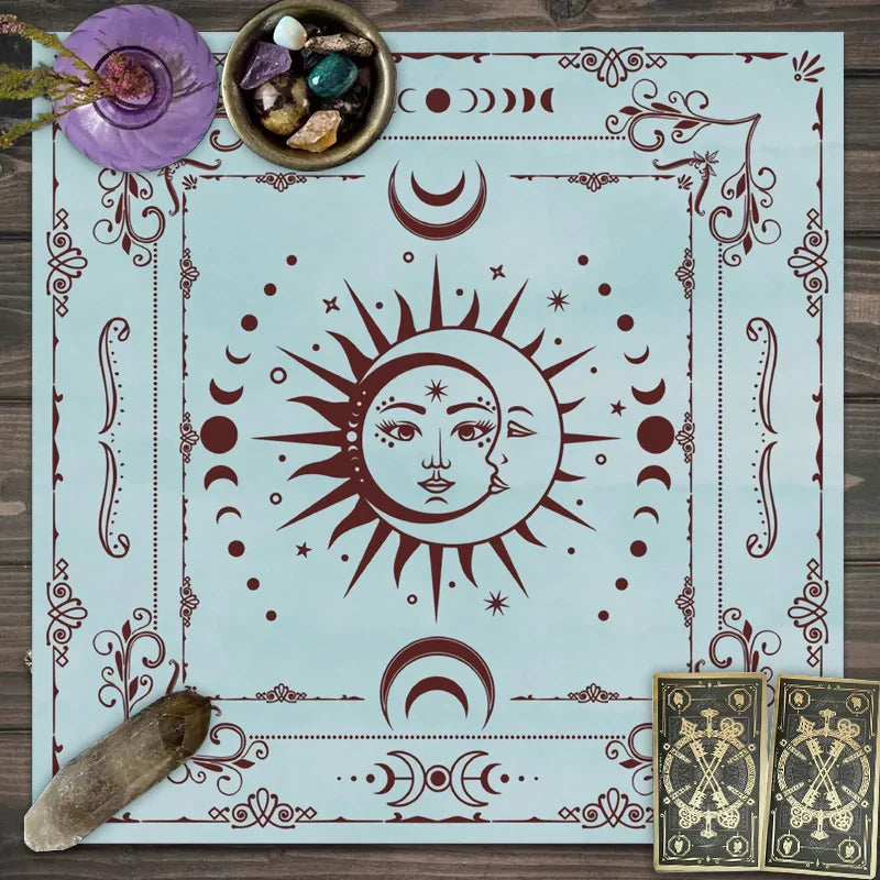 1pc Tarot tablecloth with your power, snake shaped floral and plant print astrology tablecloth, altar decoration tablecloth