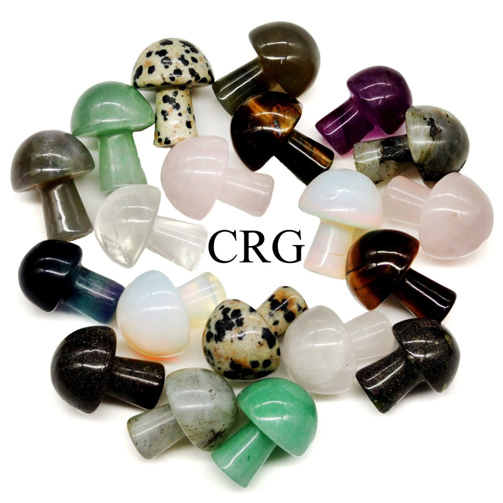 2CM Mini Gemstone Mushrooms Assorted Mixed - SET OF 10
