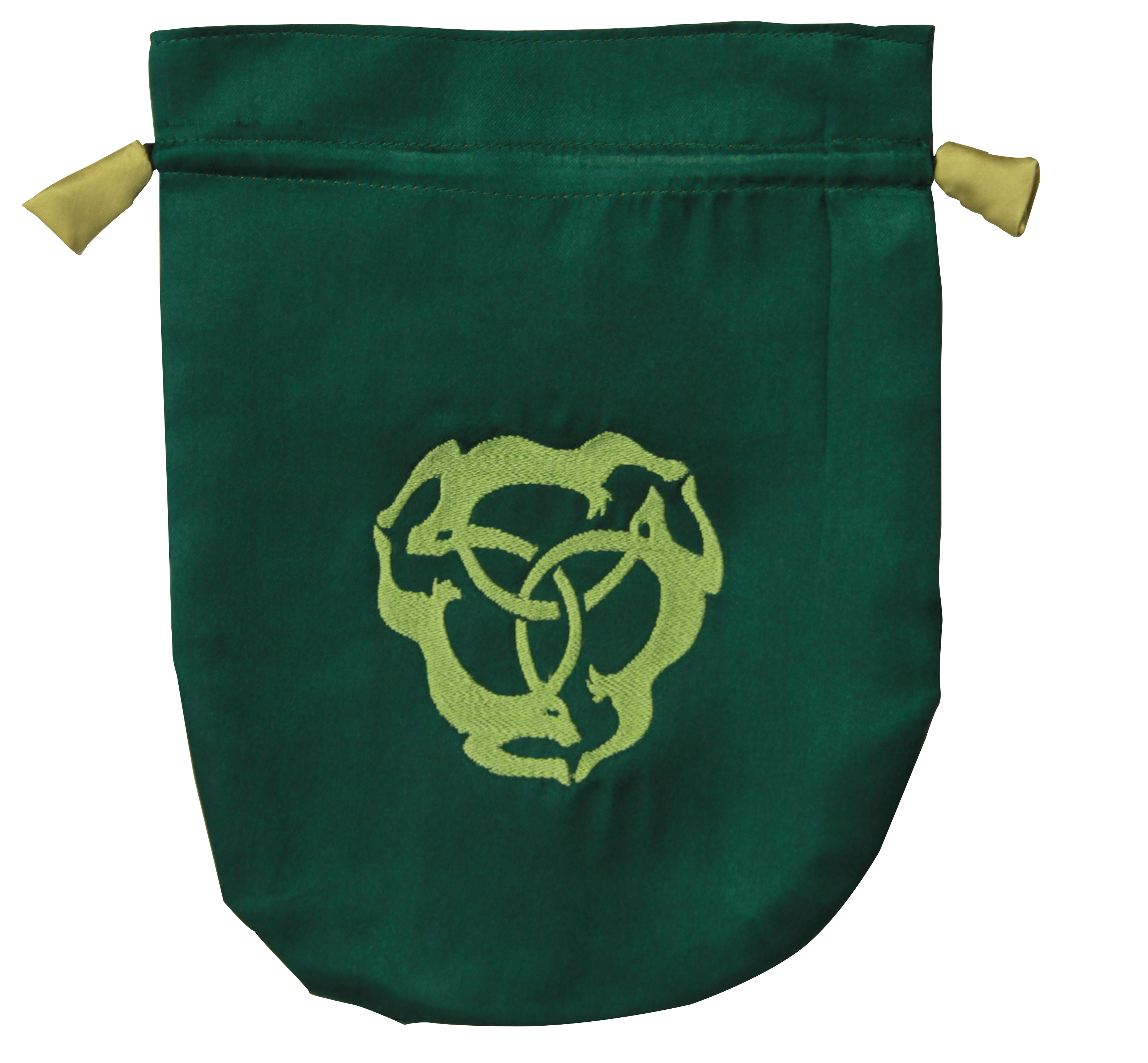 Green Satin Triple Hare Tarot Bag