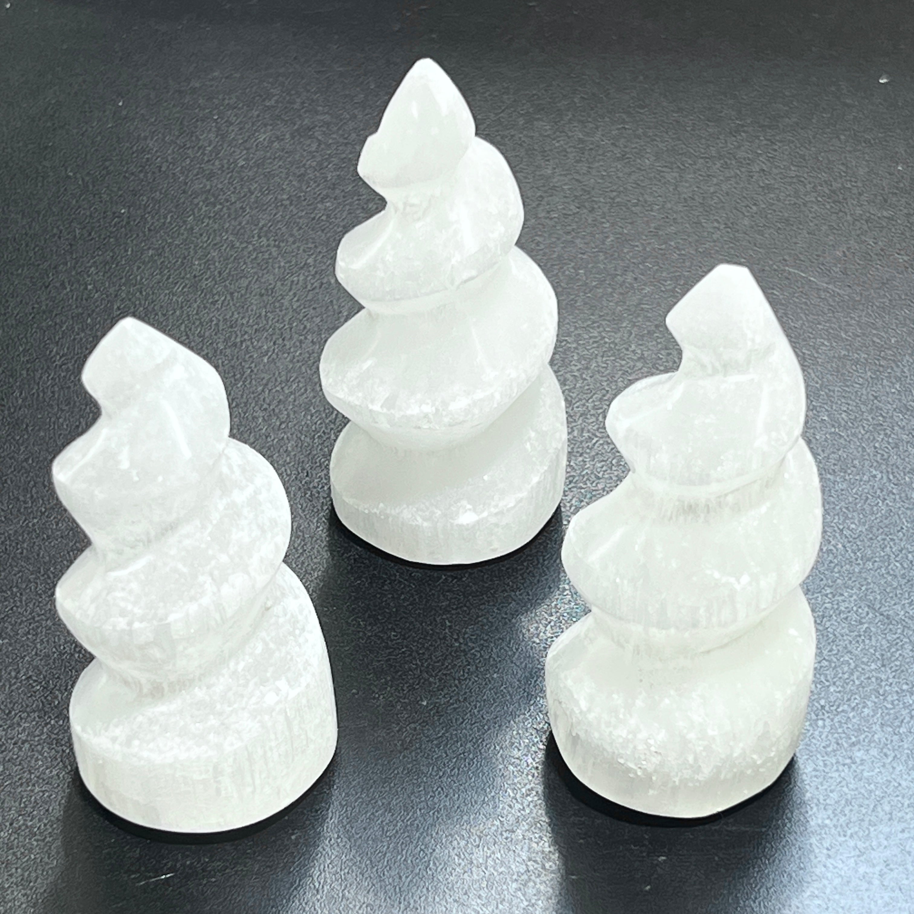 Selenite Satin Spar Crystal Spiral Standing Tower Carving