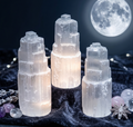 Selenite Satin Spar Crystal Standing Tower Carving (4 Inches)
