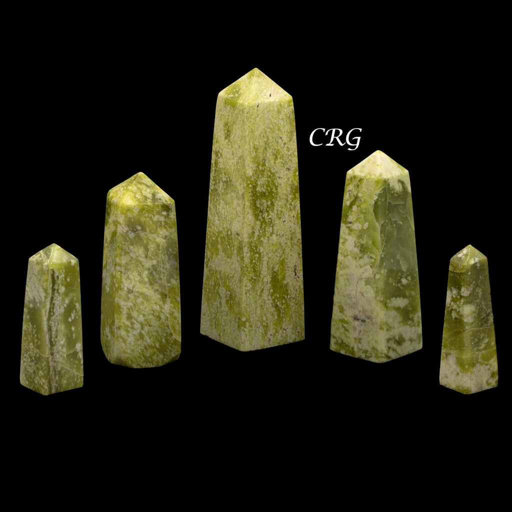 Light Green Serpentine Towers / 2.5-5" AVG - 1 KILO LOT
