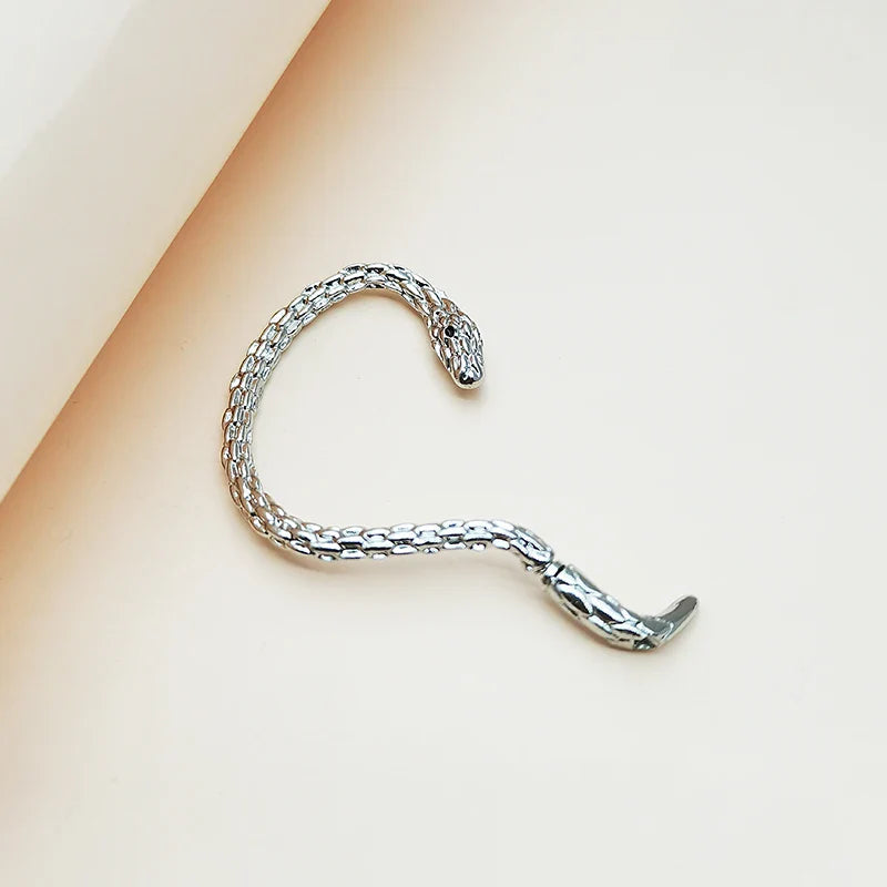 Personalized Gothic Winding Snake Shaped Ear Clip Earrings, Trendy Avant-garde Hip-hop Party Charm, Women's Jewelry Accessories