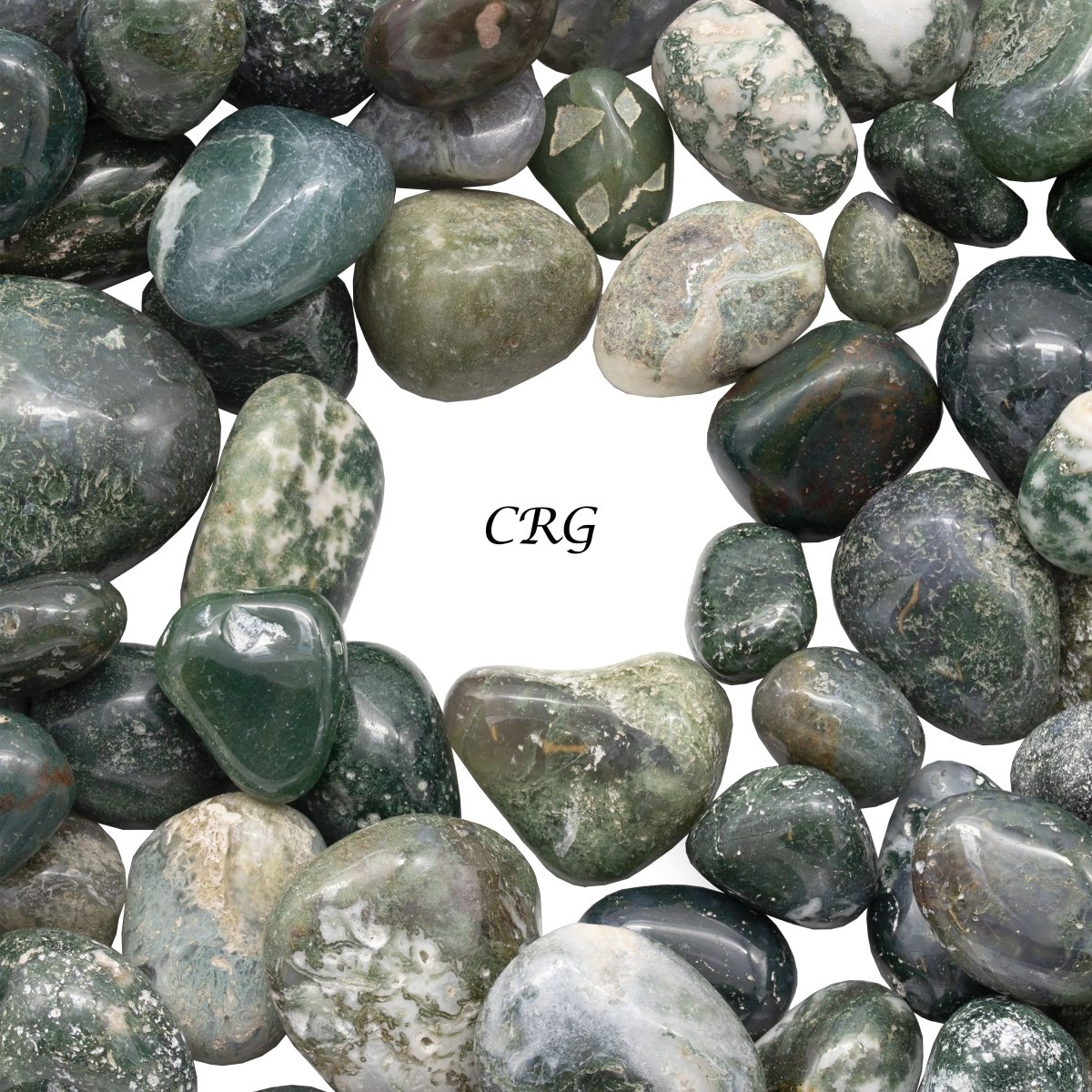 Tumbled Mixed Moss Agate and Bloodstone / 20-40mm AVG - 1 KILO LOT
