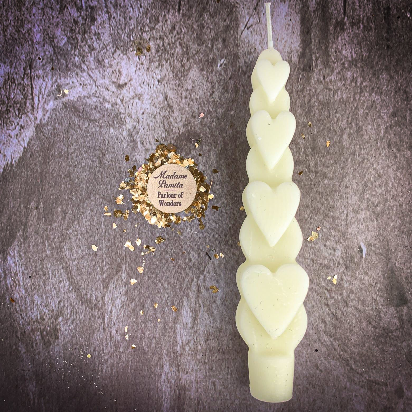Beeswax Love Spell Heart Taper Candle - Romance & Attraction Magic