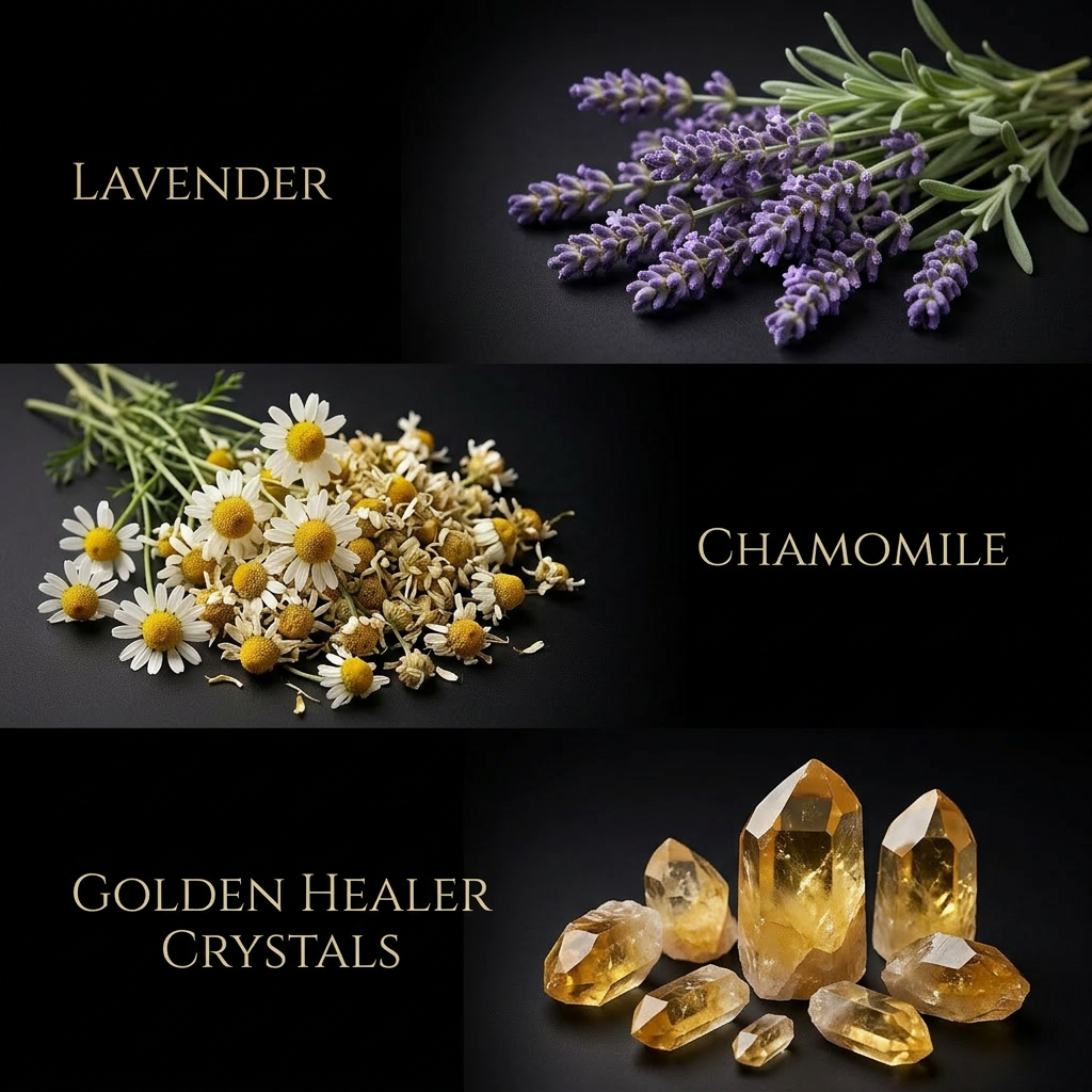 Healing Ritual Body Oil — Lavender & Chamomile Oil with Golden Healer Quartz