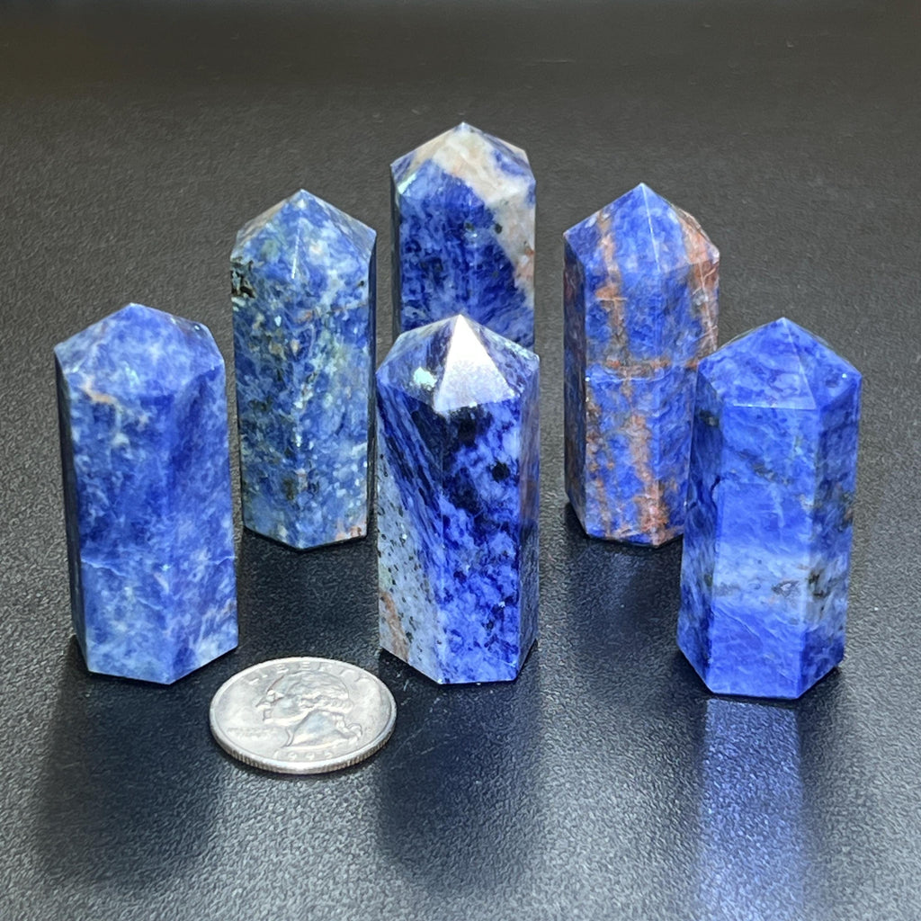 Blue Sodalite Crystal Point Tower Obelisk Carving