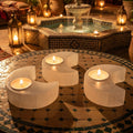 Selenite Satin Spar Crystal Crescent Moon Tealight Candle Carving