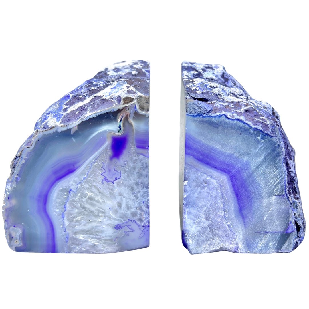 Agate Assorted Polished Bookends (Size 3 To 6 Inches) (1 Pair) Hand Carved Polished Gemstone Decor