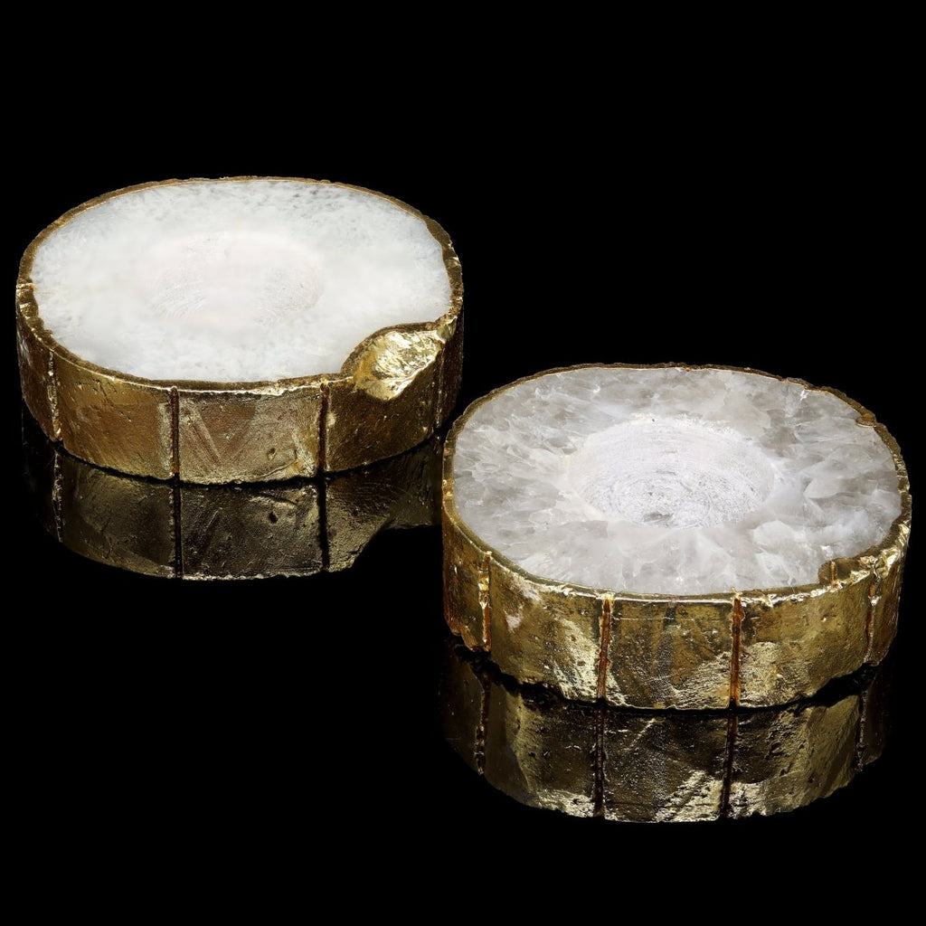 Agate Tealight Candle Holder with Gold Plating (1 Piece) Size 3 to 5 Inches