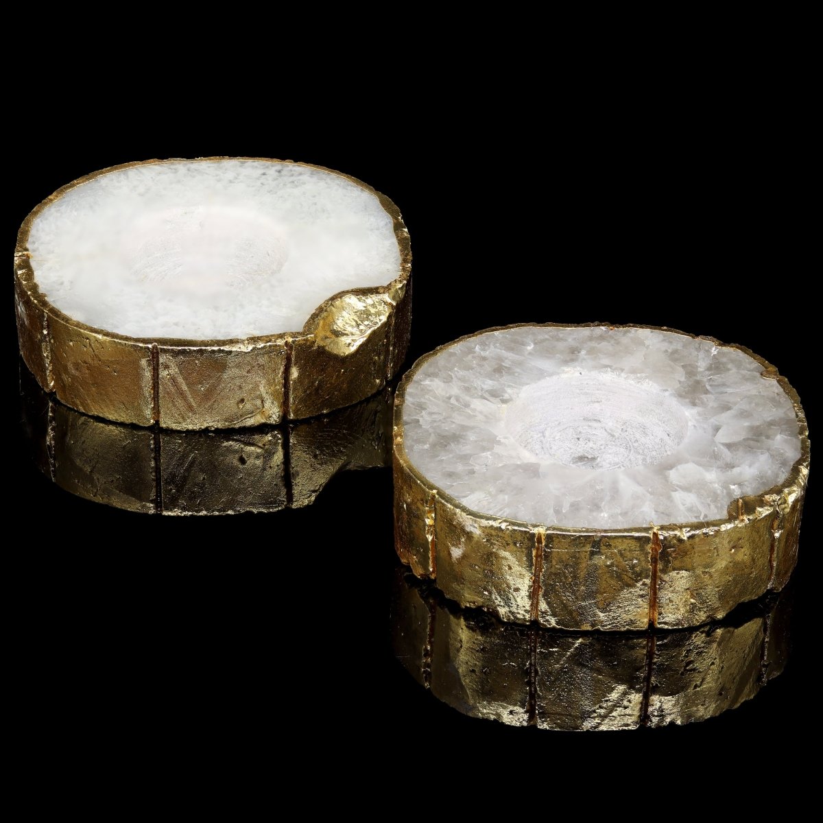 Agate Tealight Candle Holder with Gold Plating (1 Piece) Size 3 to 5 Inches