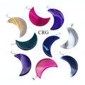 Agate Crescent Moon Pendant with Silver Bail (4 Pieces) Size 1 to 2 Inches Crystal Jewelry Charm