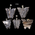 Agate Druzy Butterfly Pendant with Silver Plating (1 To 1.5 Inches) (1 Piece)