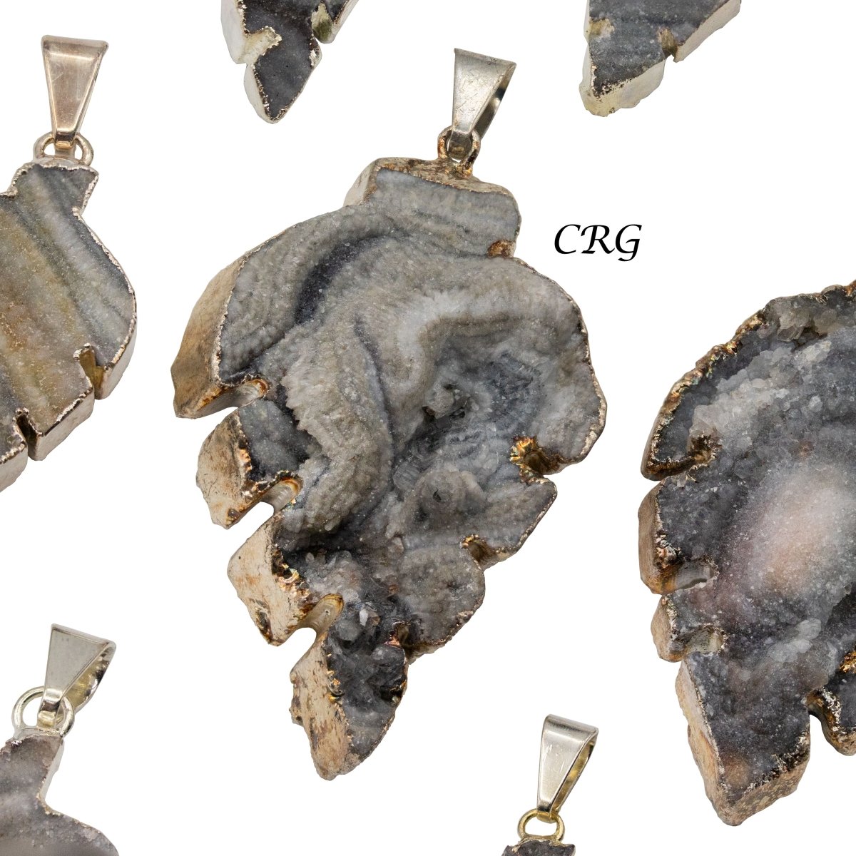 Agate Druzy Leaf Pendant with Silver Plating (0.5 To 1 Inch) (1 Piece)
