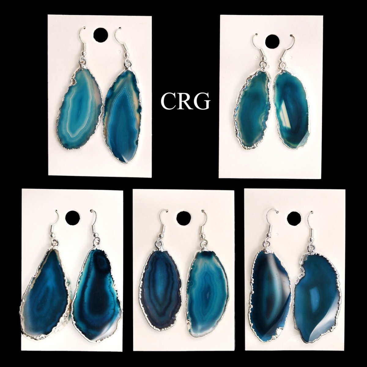 Agate Slice Earrings with Silver Plating 1 to 2 Inches (1 Pair)