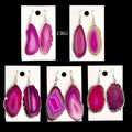Agate Slice Earrings with Silver Plating 1 to 2 Inches (1 Pair)