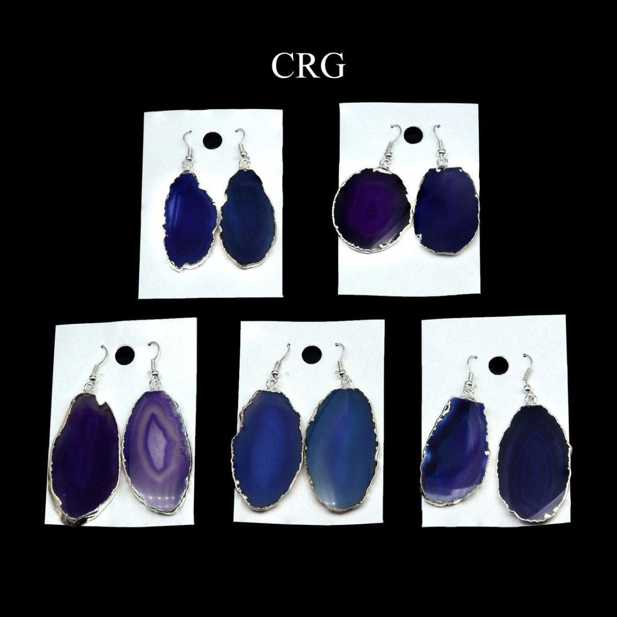 Agate Slice Earrings with Silver Plating 1 to 2 Inches (1 Pair)
