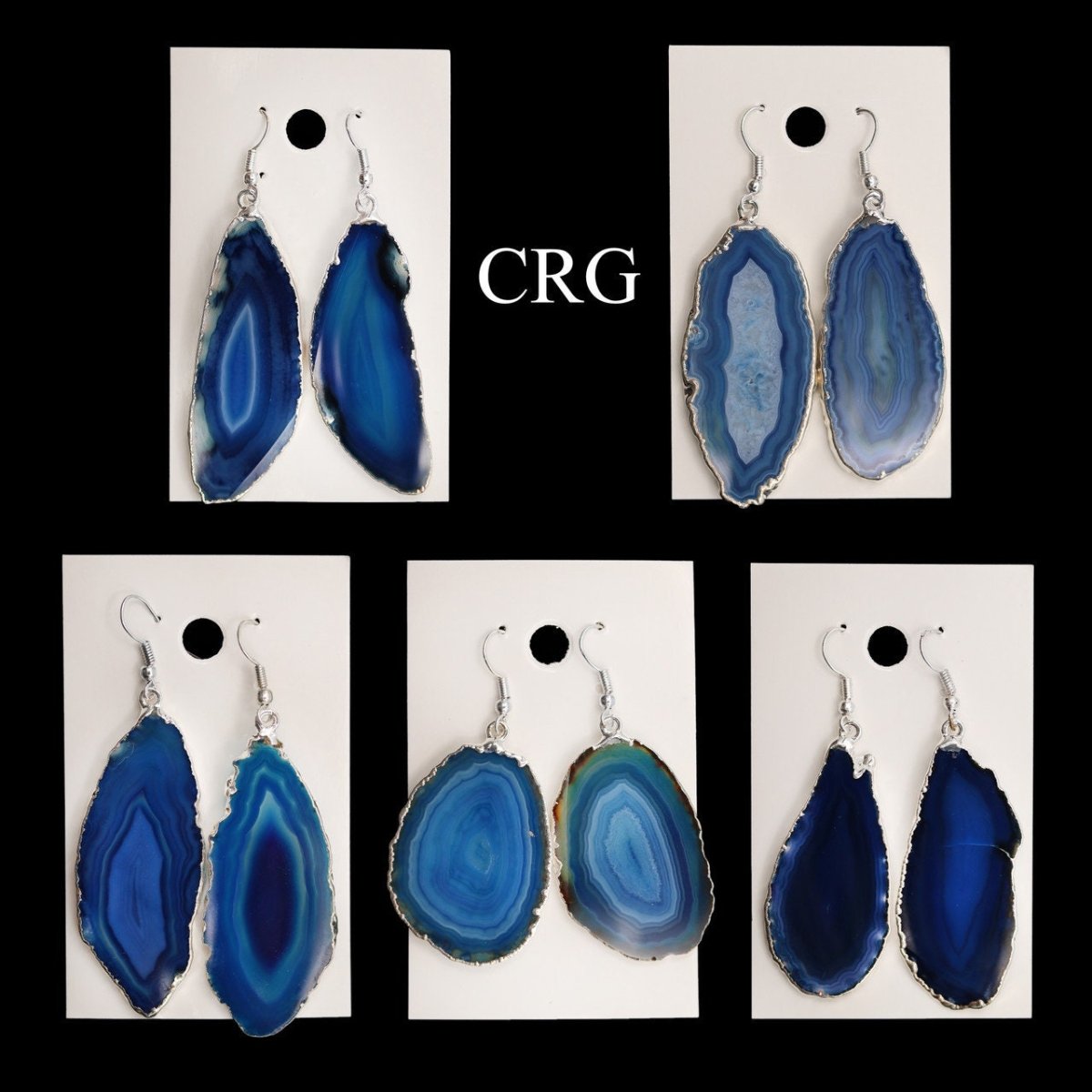 Agate Slice Earrings with Silver Plating 1 to 2 Inches (1 Pair)
