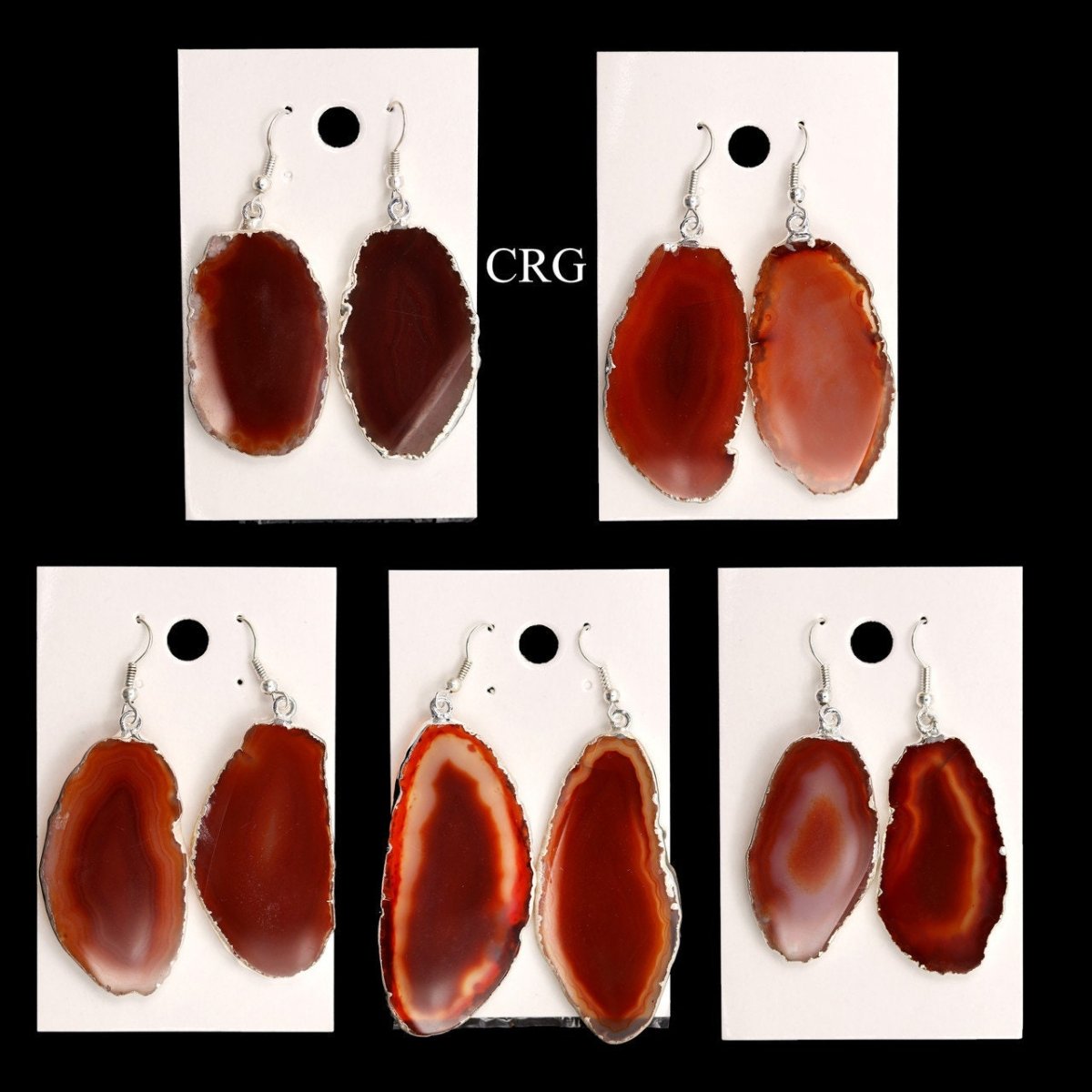 Agate Slice Earrings with Silver Plating 1 to 2 Inches (1 Pair)