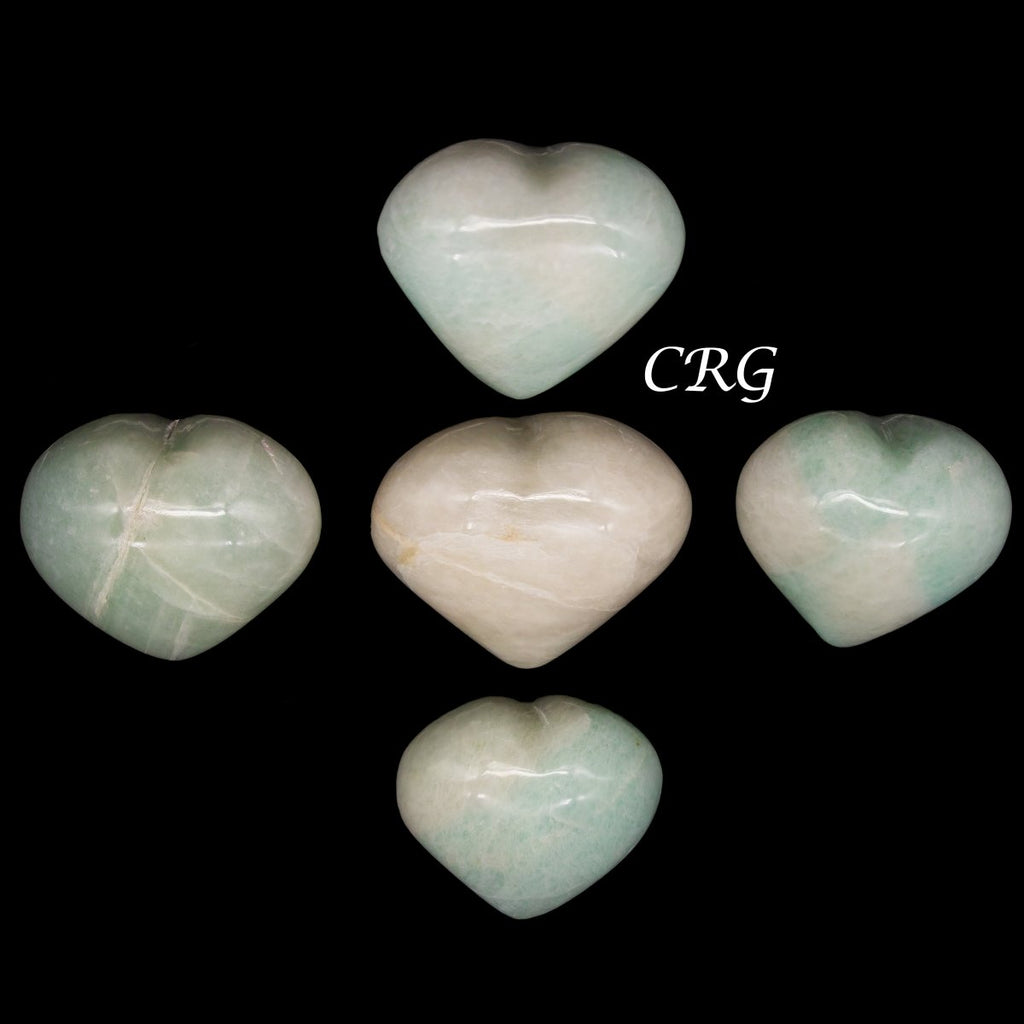 Amazonite Pale Puffy Heart (5 Pieces) Size 1 to 2 Inches Crystal Gemstone Shape