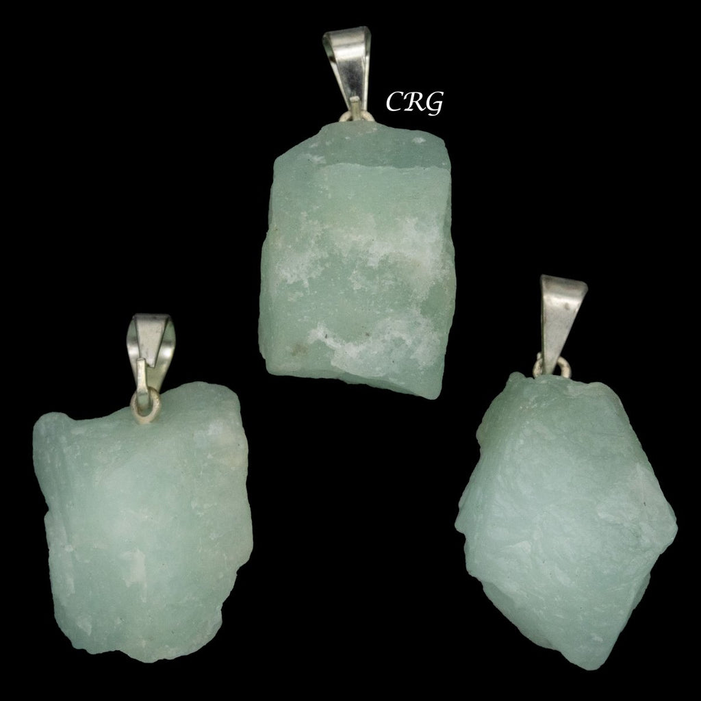 Amazonite Rough Rock Pendant with Silver Bail (5 Pieces) Size 18 to 22 mm Crystal Jewelry Charm
