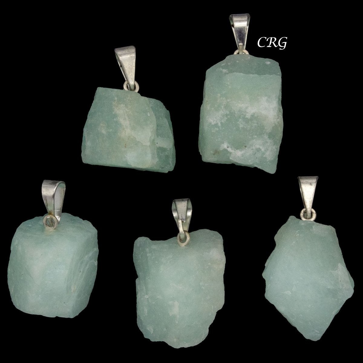 Amazonite Rough Rock Pendant with Silver Bail (5 Pieces) Size 18 to 22 mm Crystal Jewelry Charm