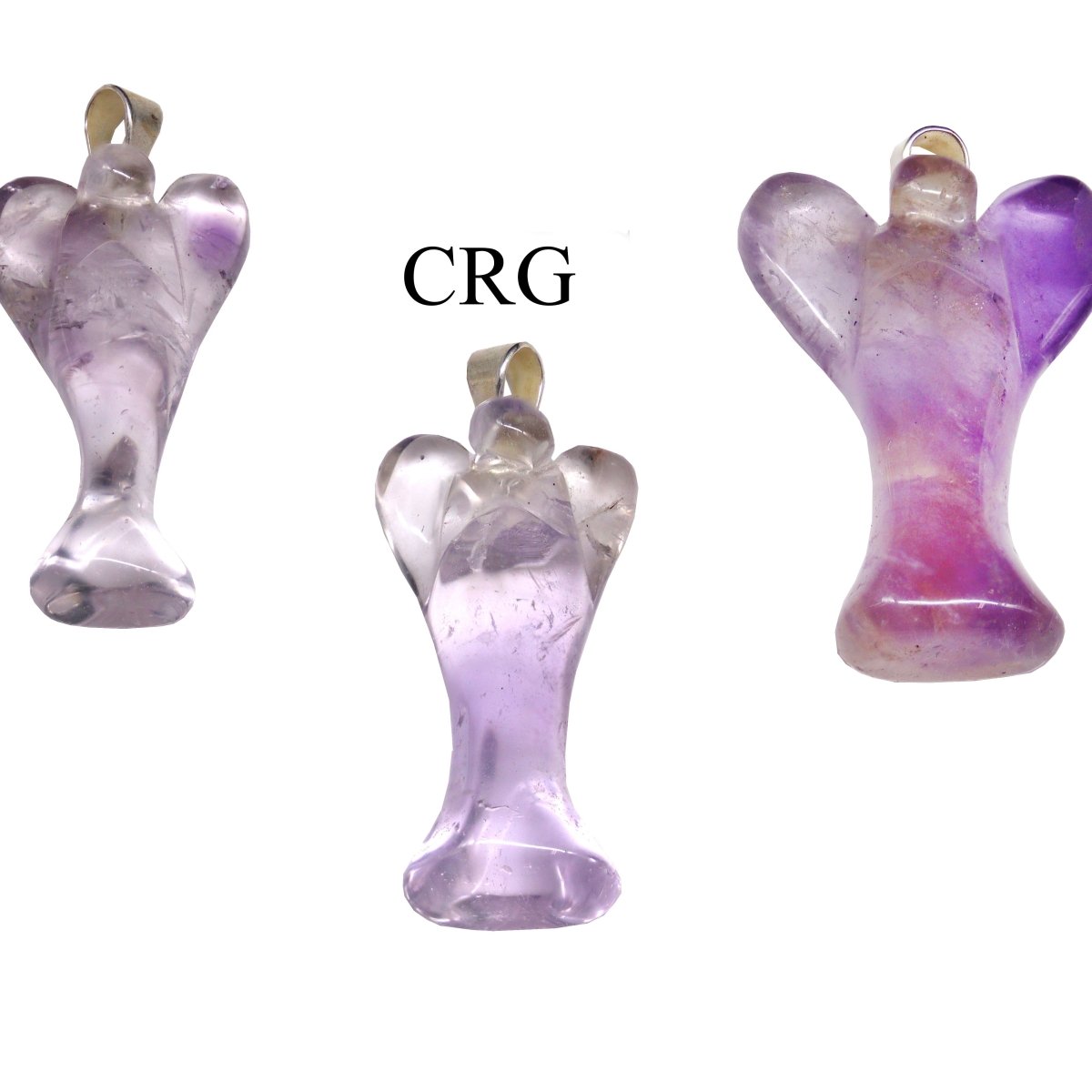 Amethyst Angel Pendant with Silver Bail 25 to 35 mm (5 Pieces)