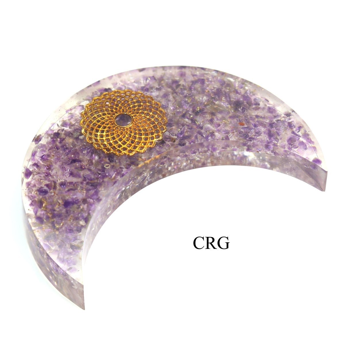 Amethyst Chip Orgonite Crescent Moon (1 Piece) Size 5 Inches Crystal Gemstone Shape