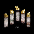 Amethyst Core Cylinder Pendant with Gold Plating (1 To 2 Inches) (1 Piece)