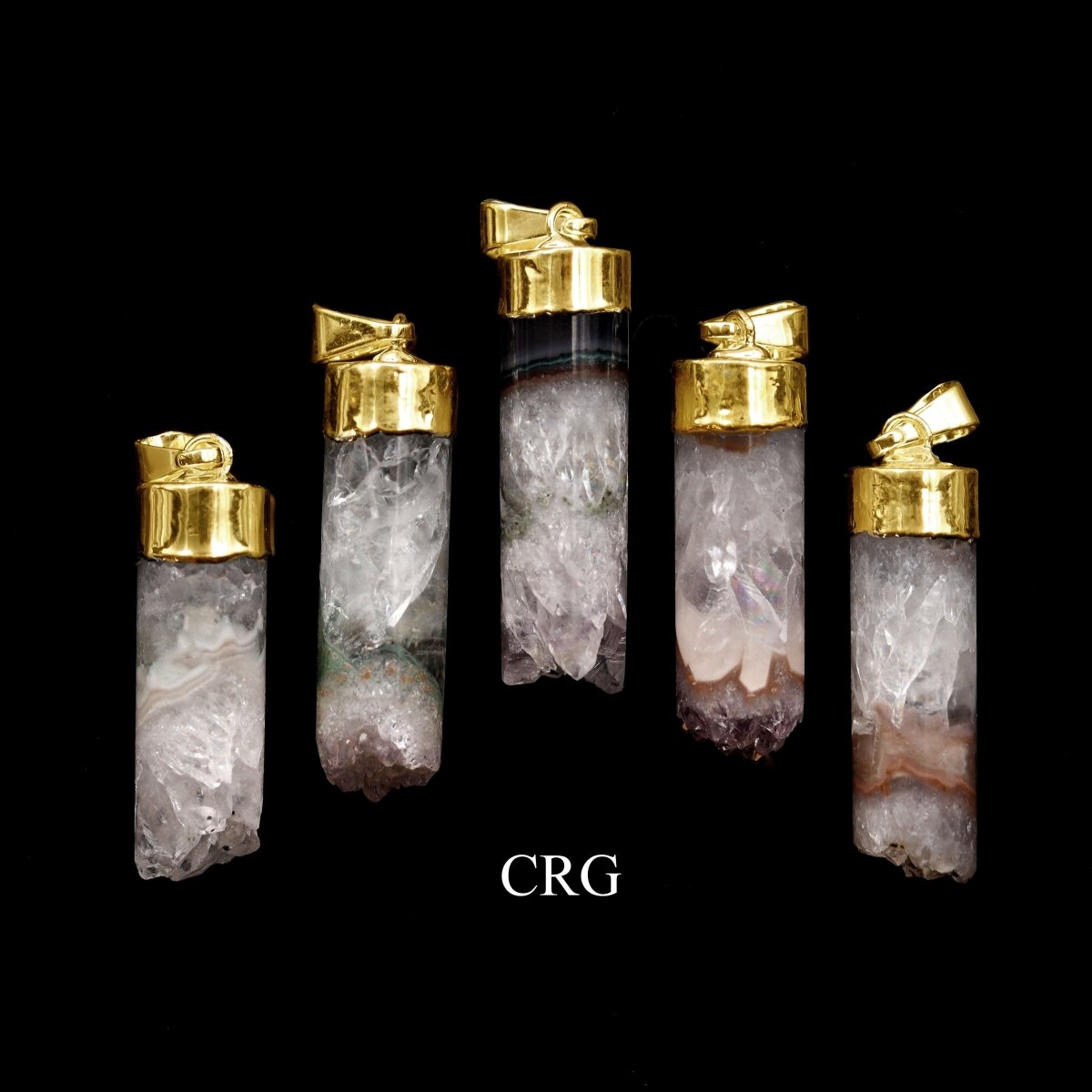 Amethyst Core Cylinder Pendant with Gold Plating (1 To 2 Inches) (1 Piece)