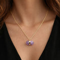 Amethyst Double Terminated Point Necklace with Gold Plating (17 Inches) (1 Piece)