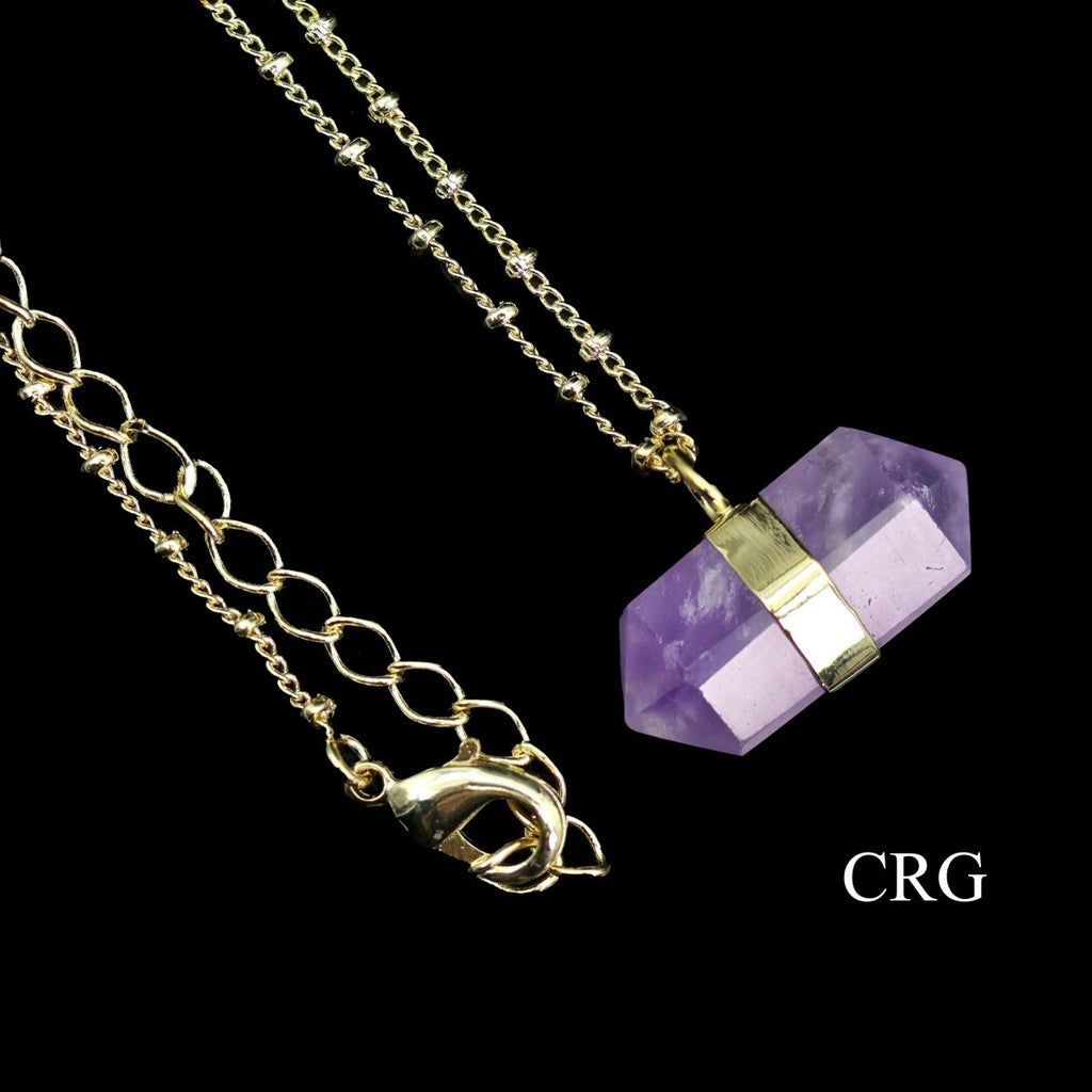Amethyst Double Terminated Point Necklace with Gold Plating (17 Inches) (1 Piece)